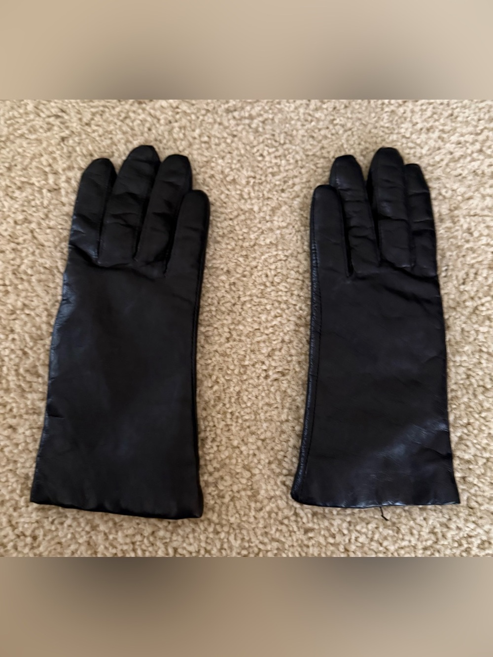 Black Women's Leather Gloves with cashmere inside
